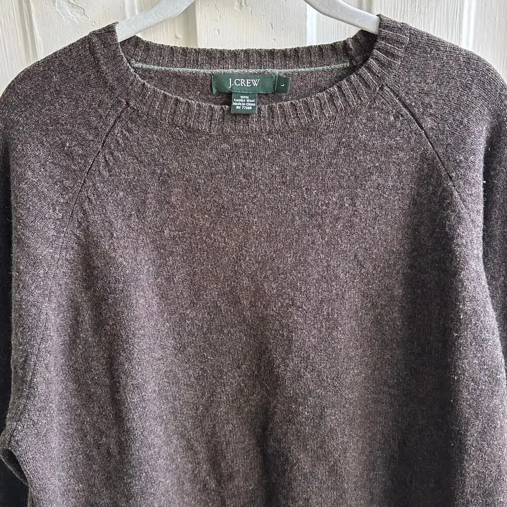 J.Crew Lambswool Crewneck Sweater Brown Men’s Size Large Classic Knit